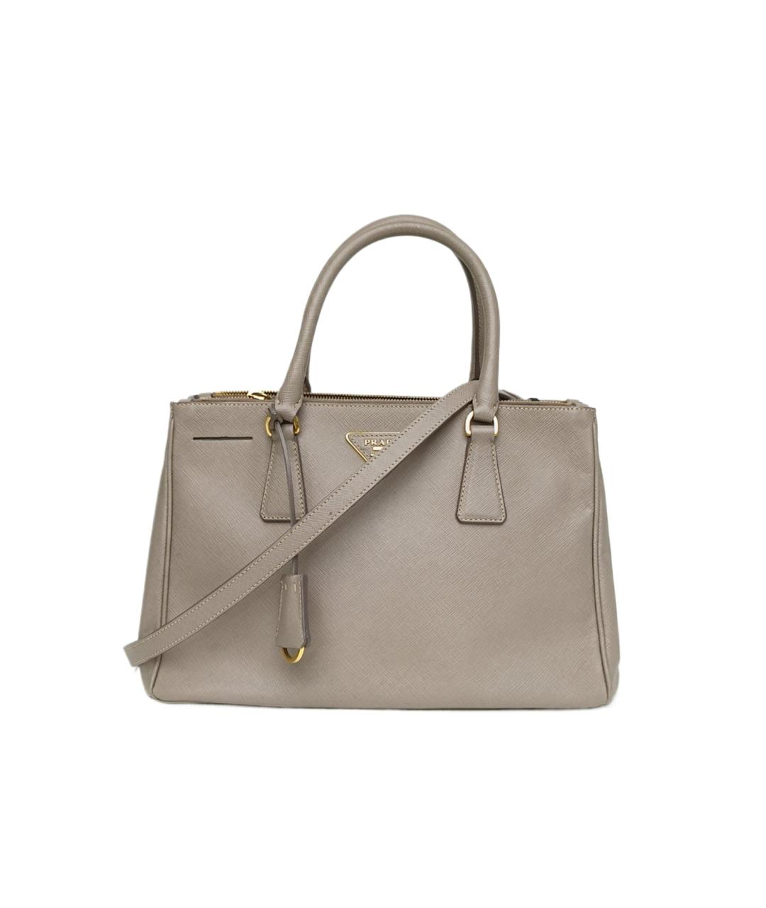 PRADA Серая кожаная сумка с короткими ручками, фото 10