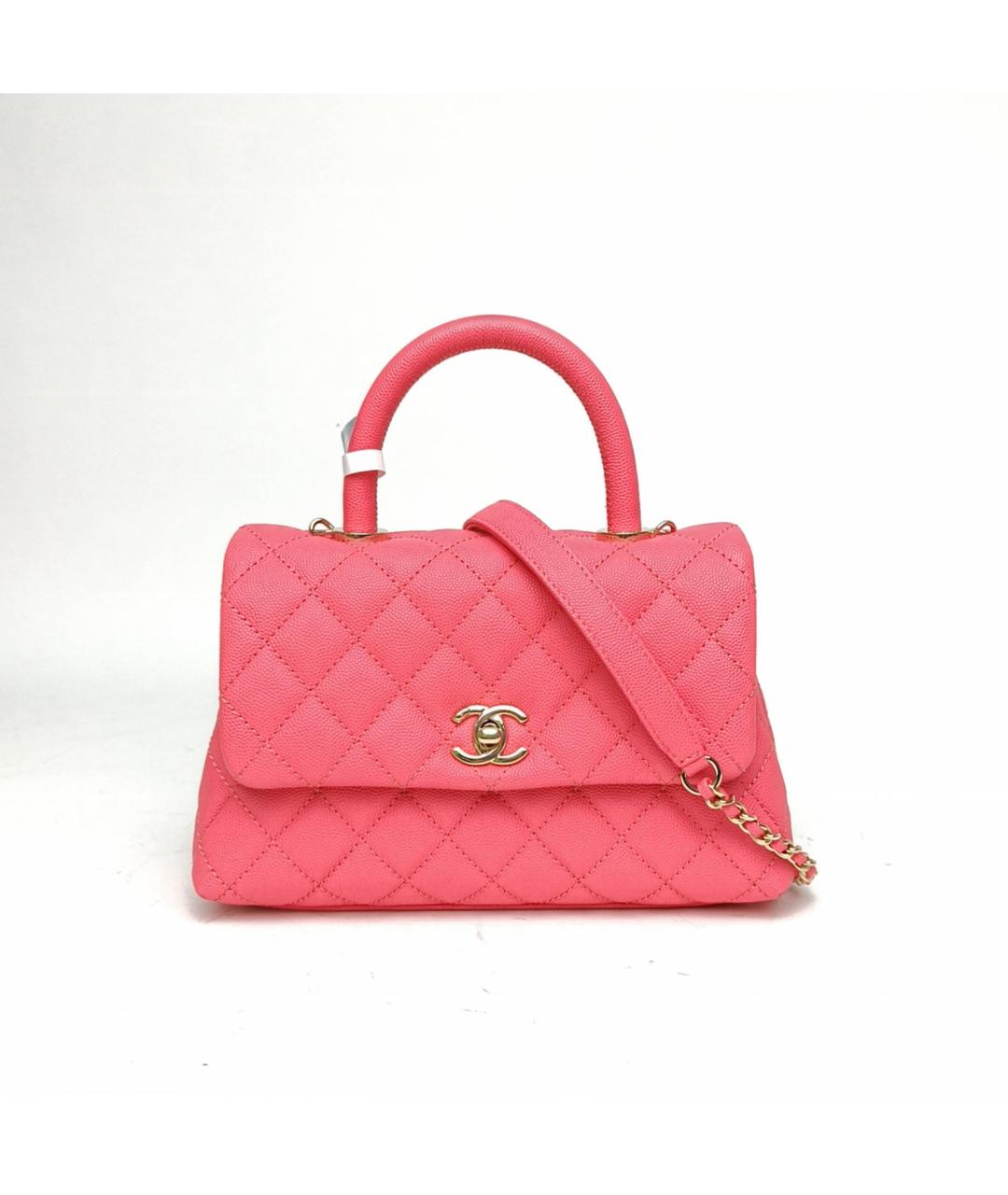 CHANEL Розовая кожаная сумка с короткими ручками, фото 2