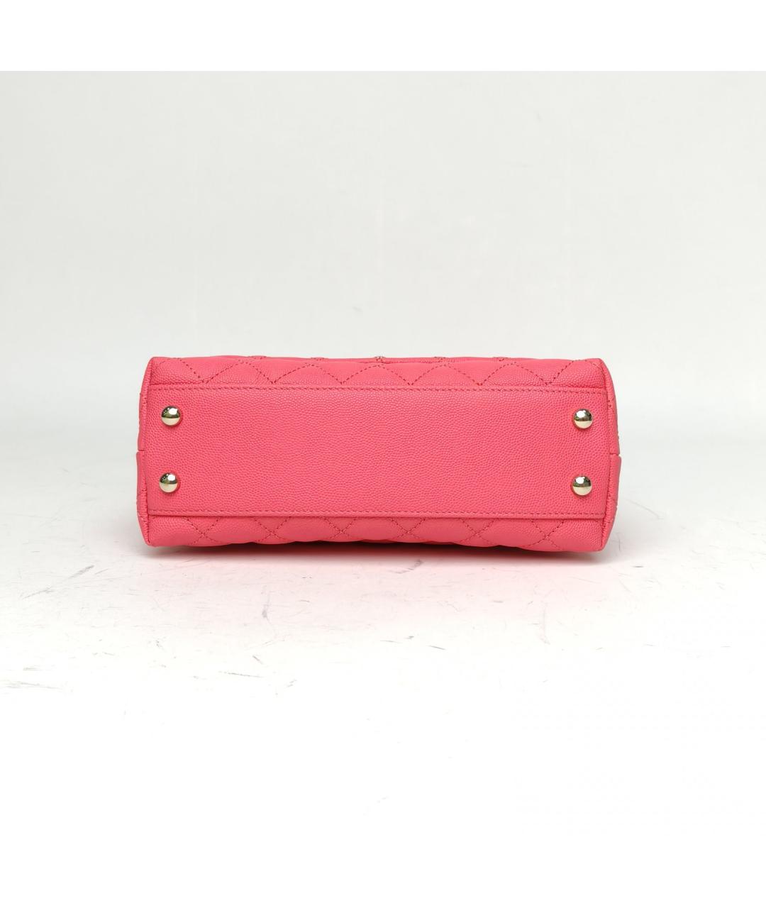 CHANEL Розовая кожаная сумка с короткими ручками, фото 6