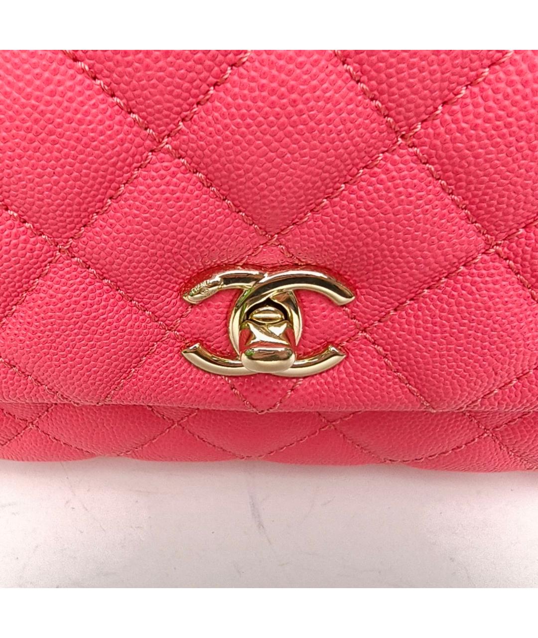CHANEL Розовая кожаная сумка с короткими ручками, фото 8