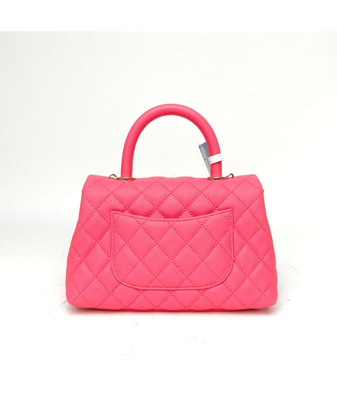 CHANEL Розовая кожаная сумка с короткими ручками, фото 4