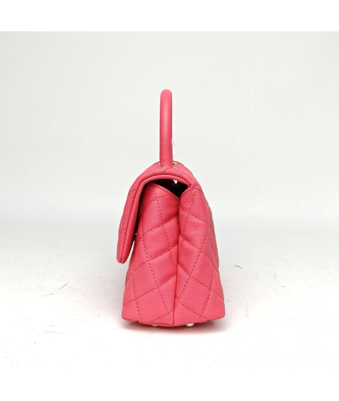 CHANEL Розовая кожаная сумка с короткими ручками, фото 3