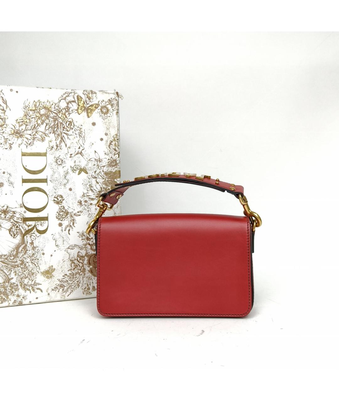 CHRISTIAN DIOR Красная кожаная сумка с короткими ручками, фото 9