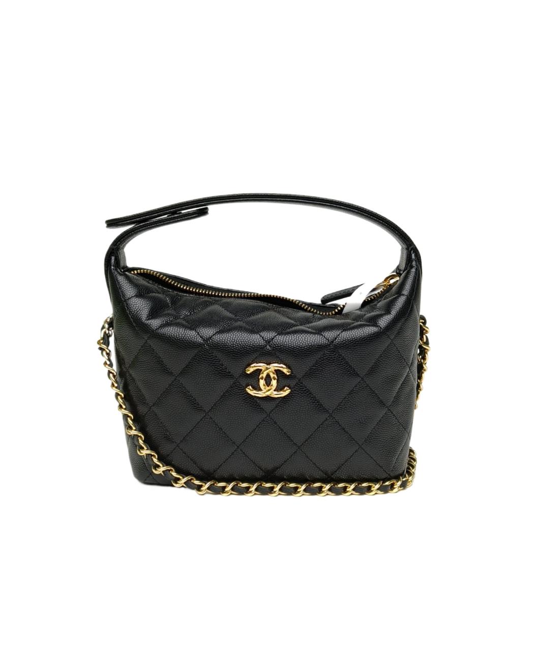 CHANEL Черная кожаная сумка с короткими ручками, фото 1