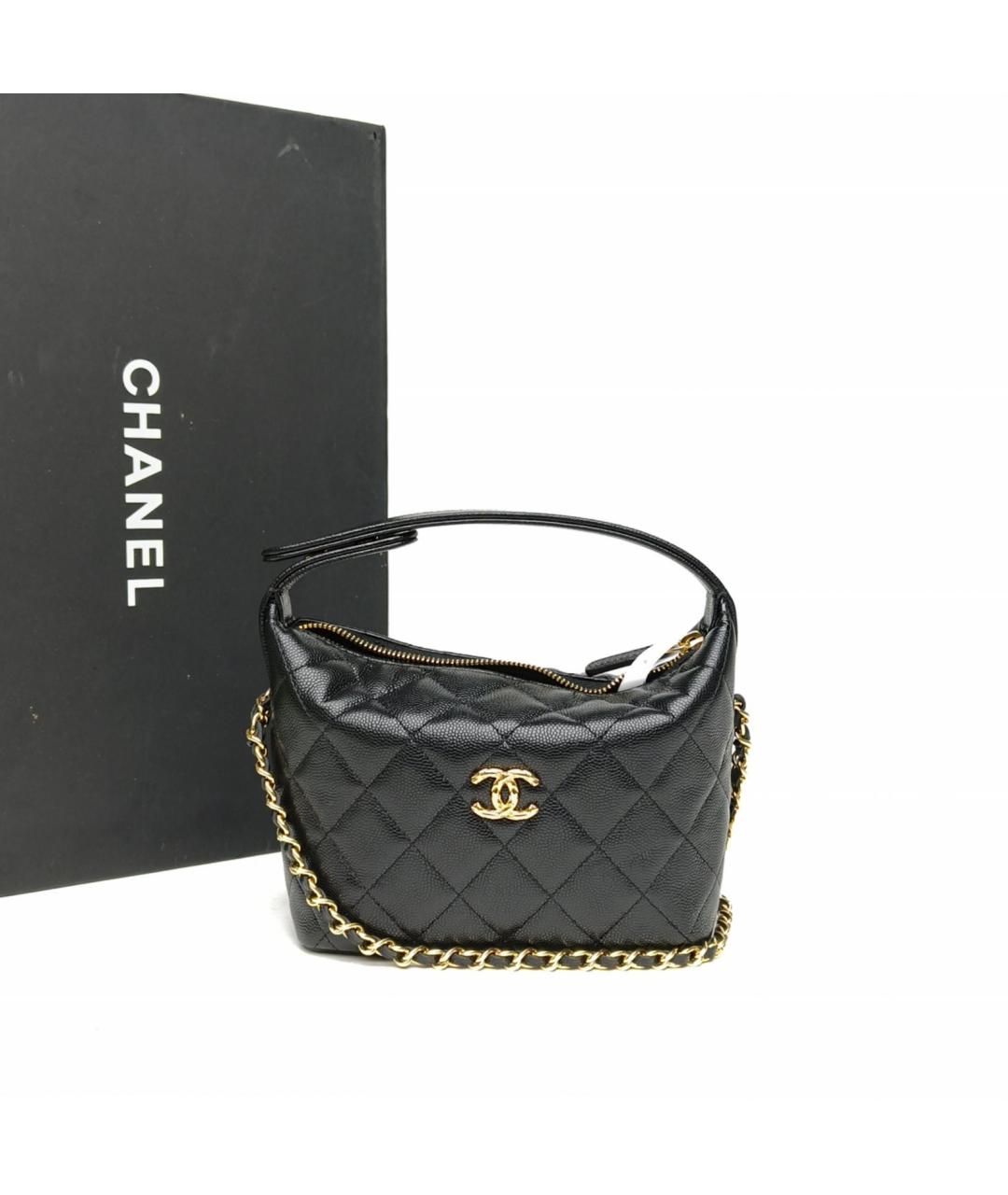 CHANEL Черная кожаная сумка с короткими ручками, фото 9