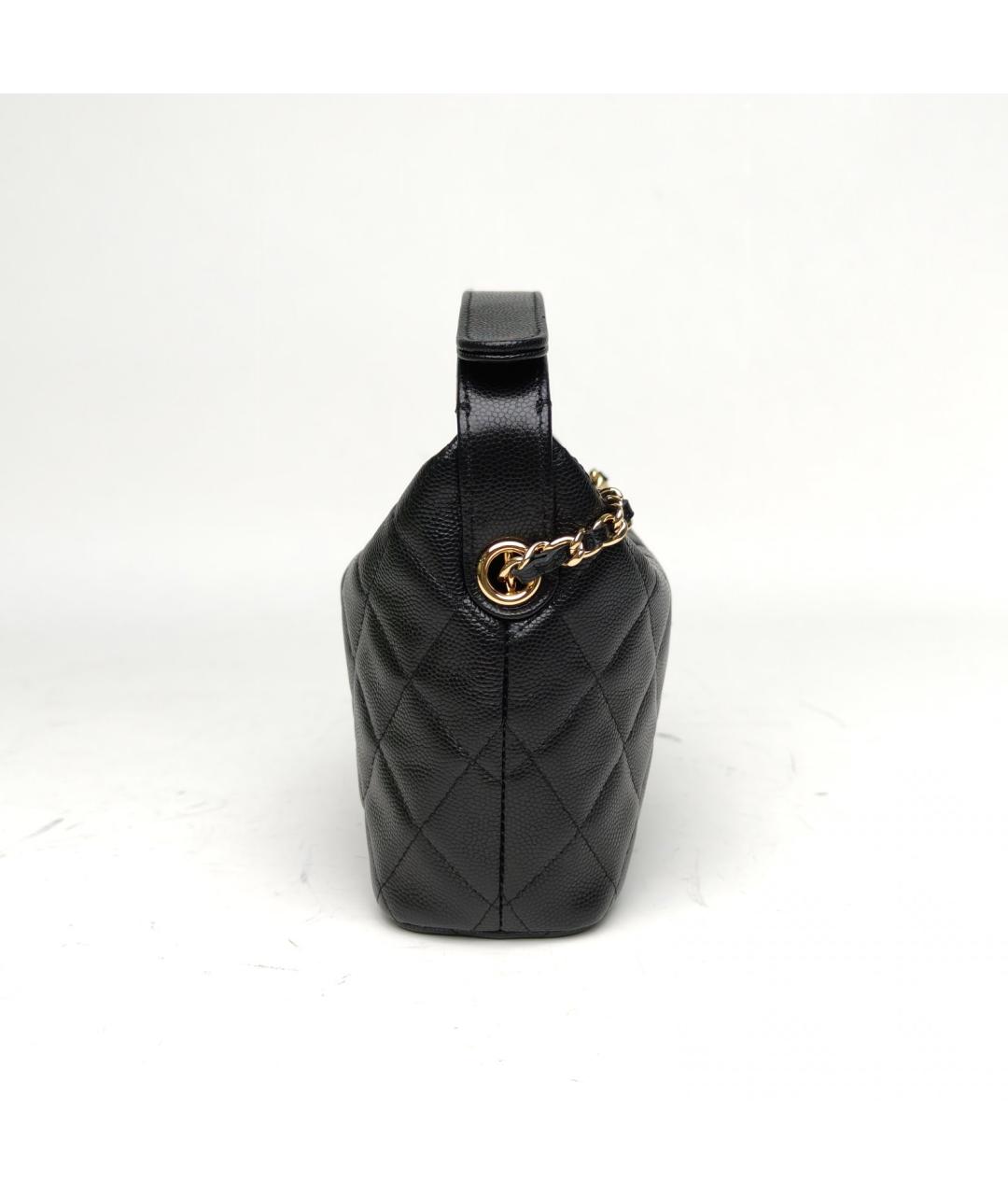 CHANEL Черная кожаная сумка с короткими ручками, фото 5