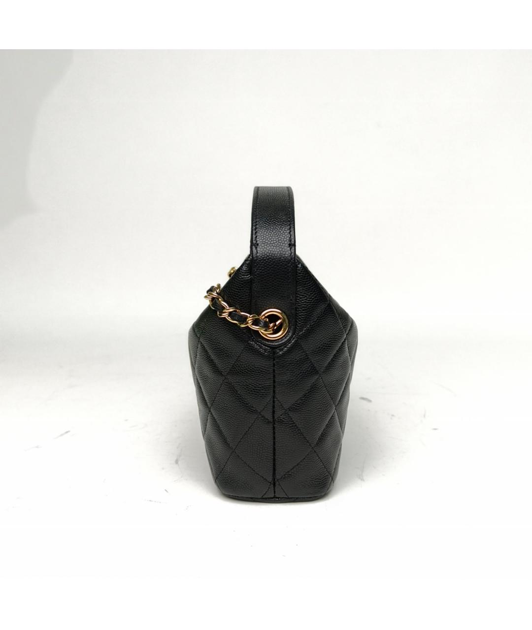 CHANEL Черная кожаная сумка с короткими ручками, фото 3