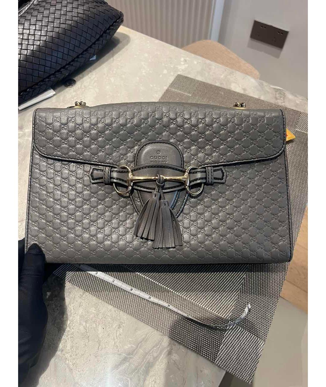 GUCCI Серая кожаная сумка через плечо, фото 8