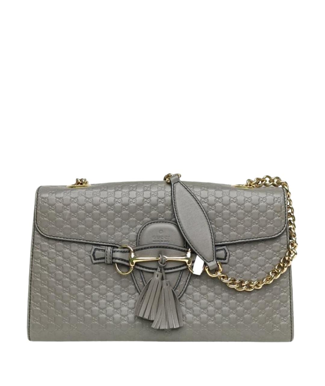 GUCCI Серая кожаная сумка через плечо, фото 1