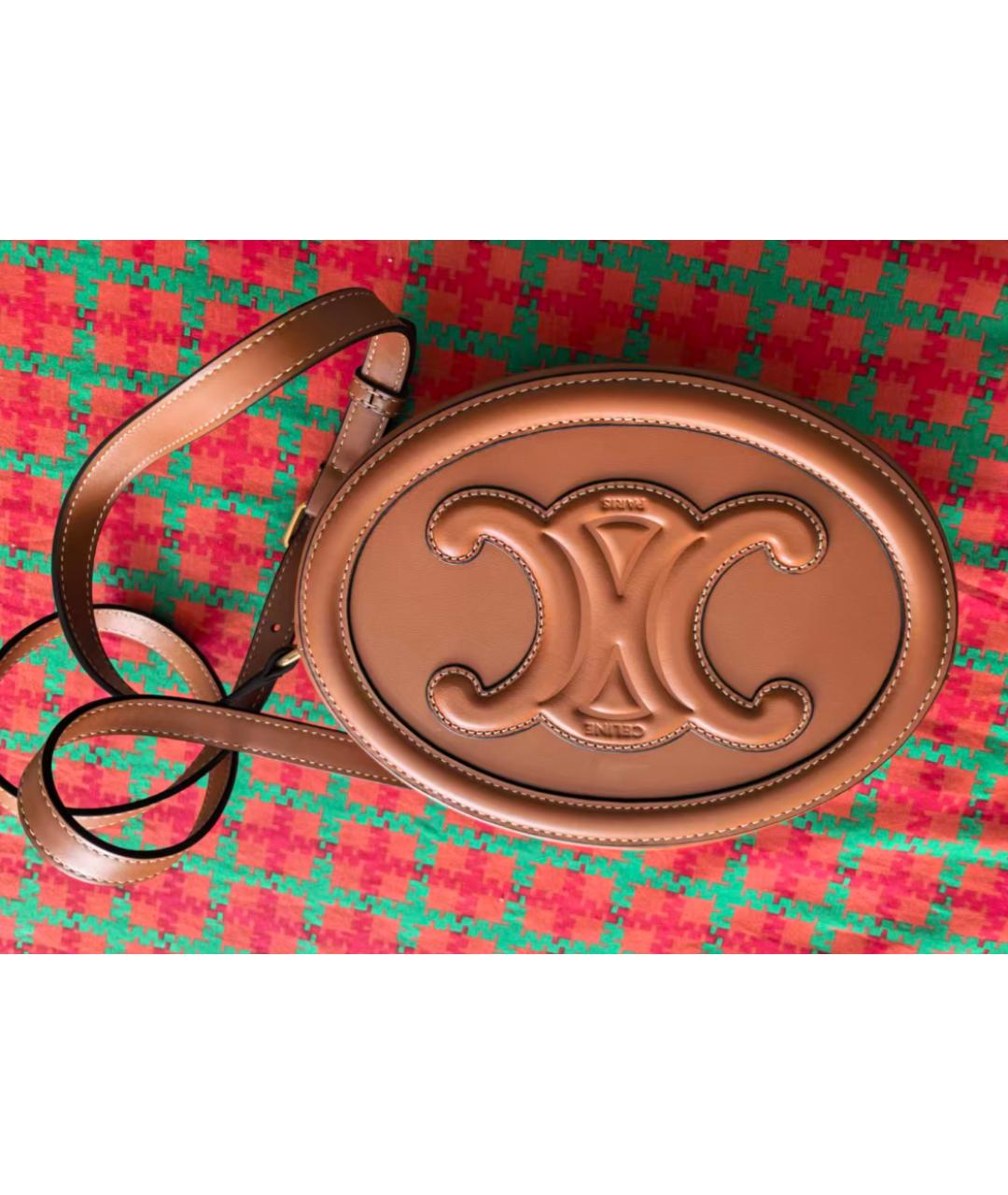 CELINE Коричневая кожаная сумка через плечо, фото 8