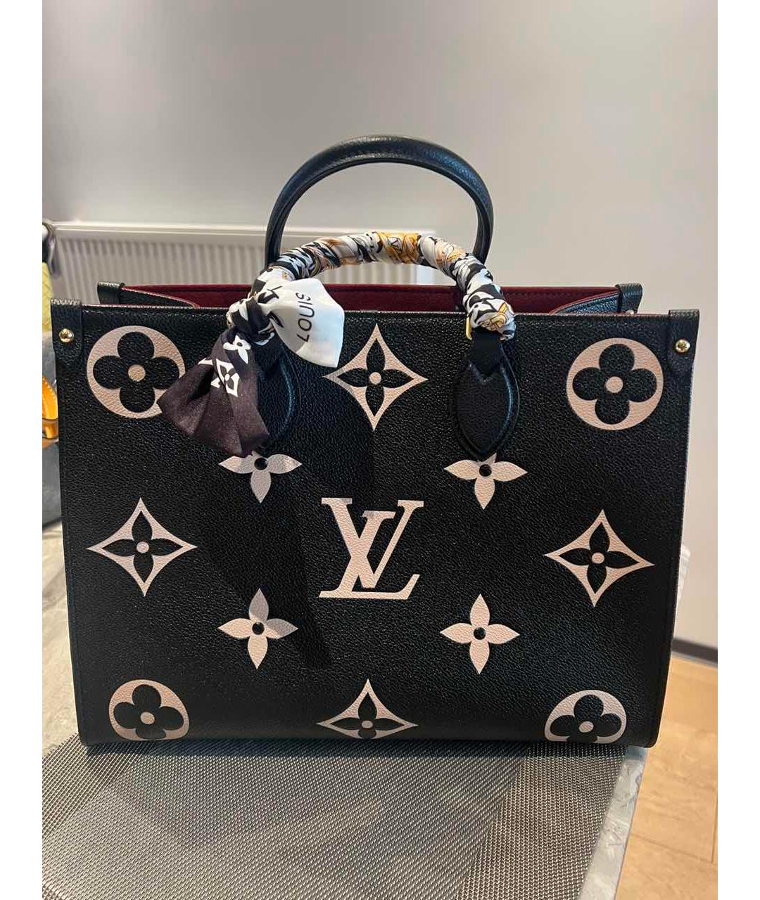 LOUIS VUITTON Черная кожаная сумка тоут, фото 9