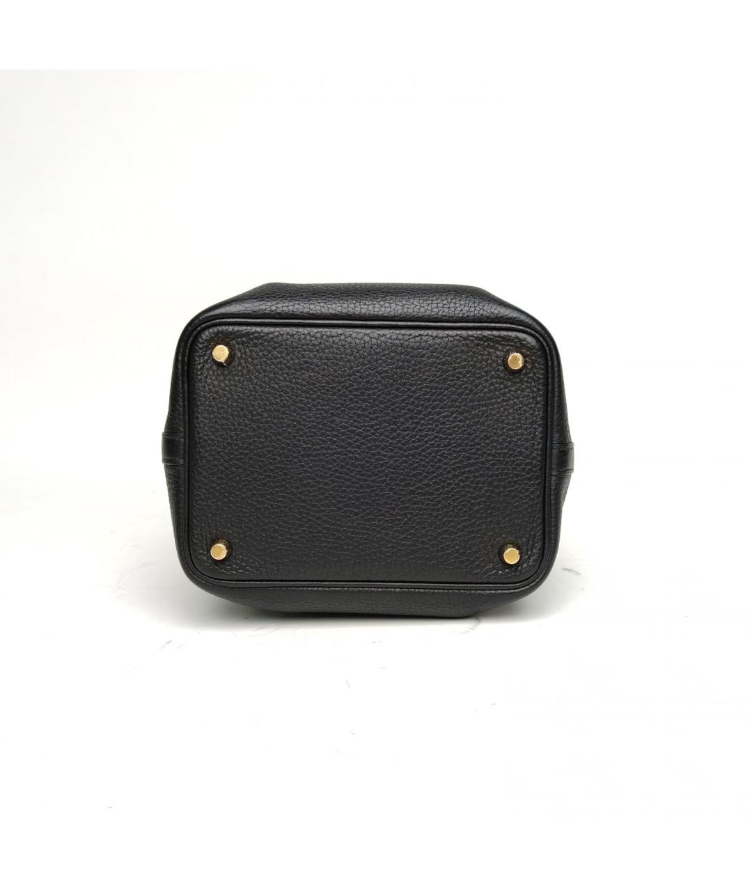 HERMES Черная кожаная сумка с короткими ручками, фото 6