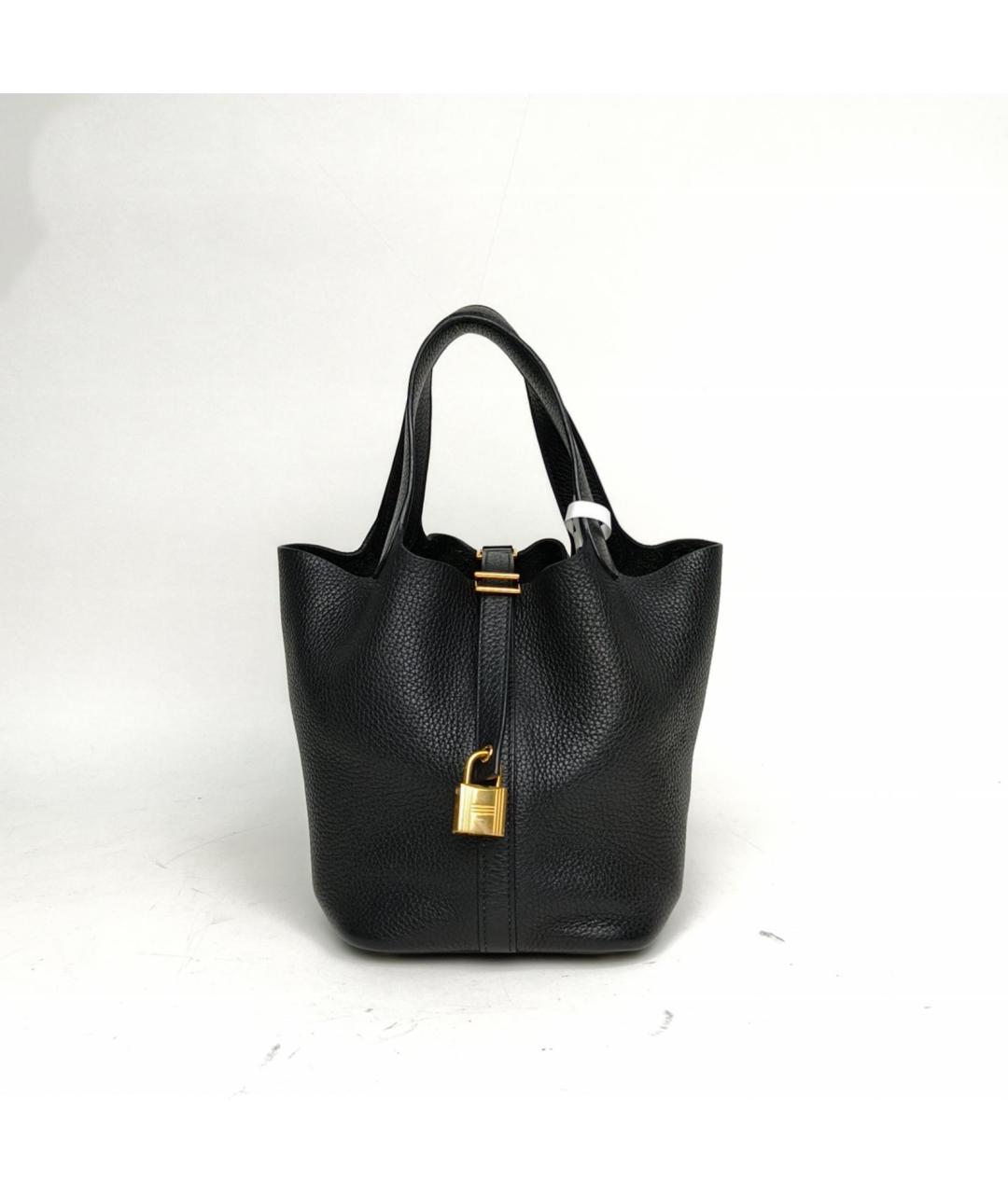 HERMES Черная кожаная сумка с короткими ручками, фото 2