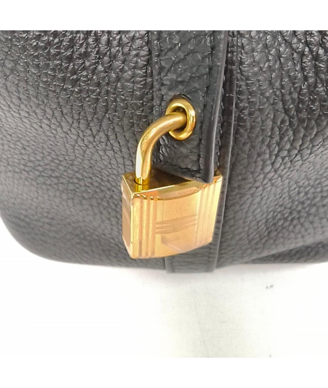 HERMES Черная кожаная сумка с короткими ручками, фото 7