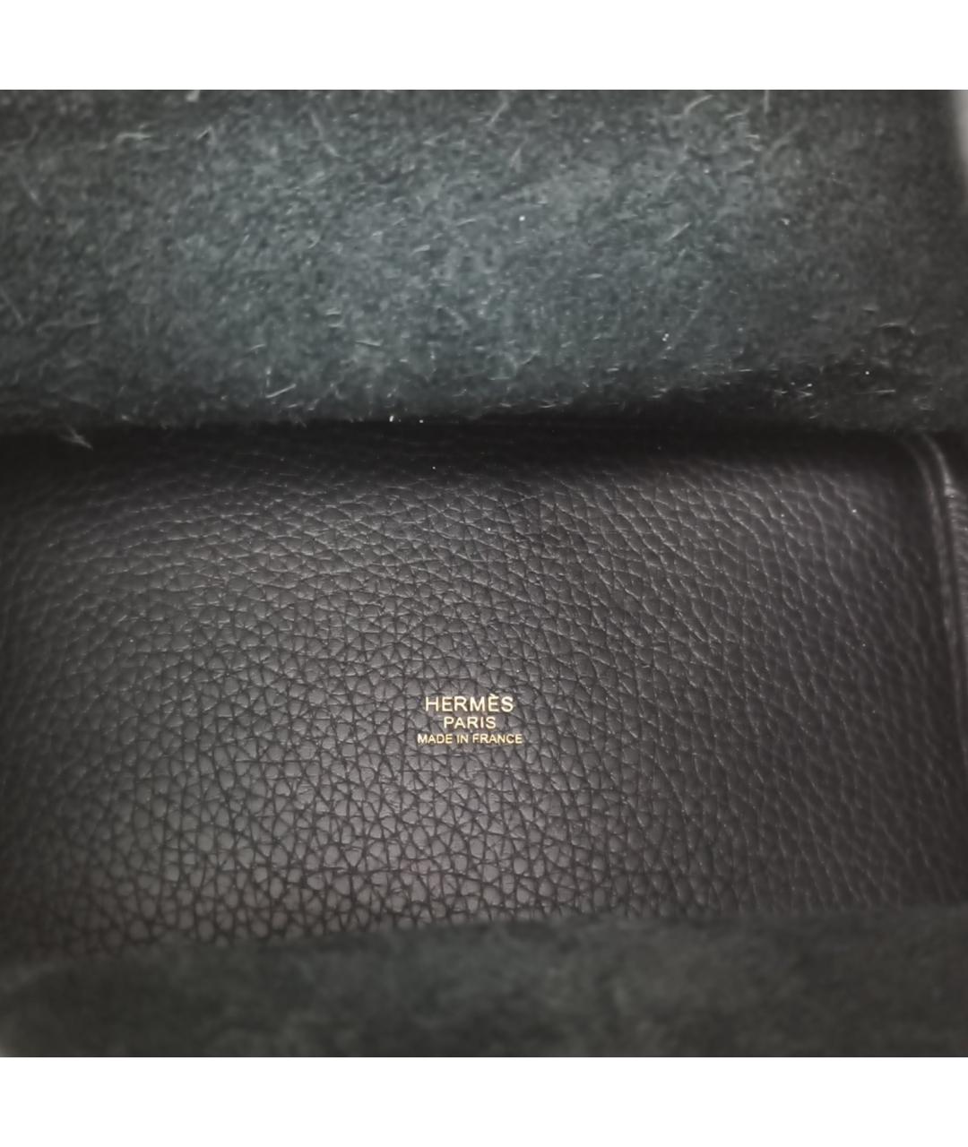 HERMES Черная кожаная сумка с короткими ручками, фото 8