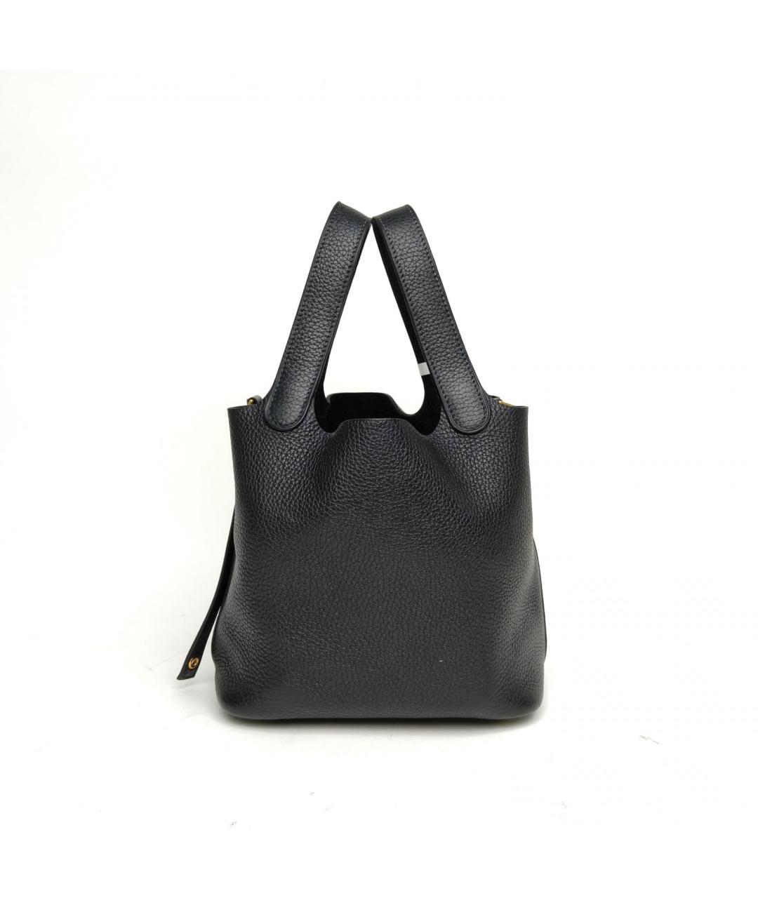 HERMES Черная кожаная сумка с короткими ручками, фото 5