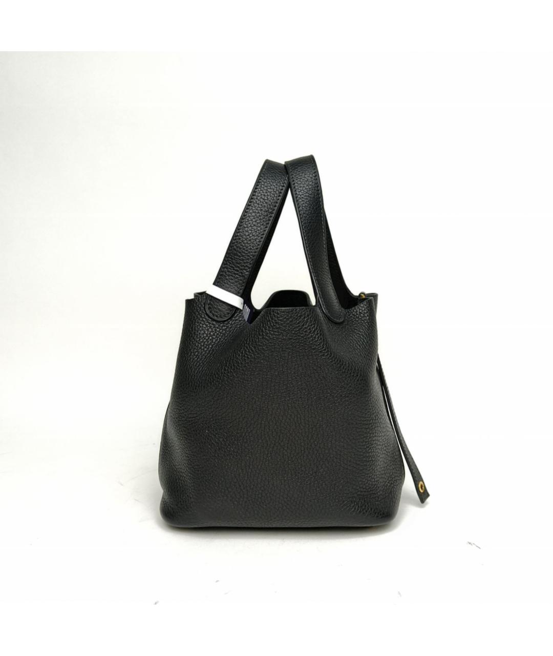 HERMES Черная кожаная сумка с короткими ручками, фото 3