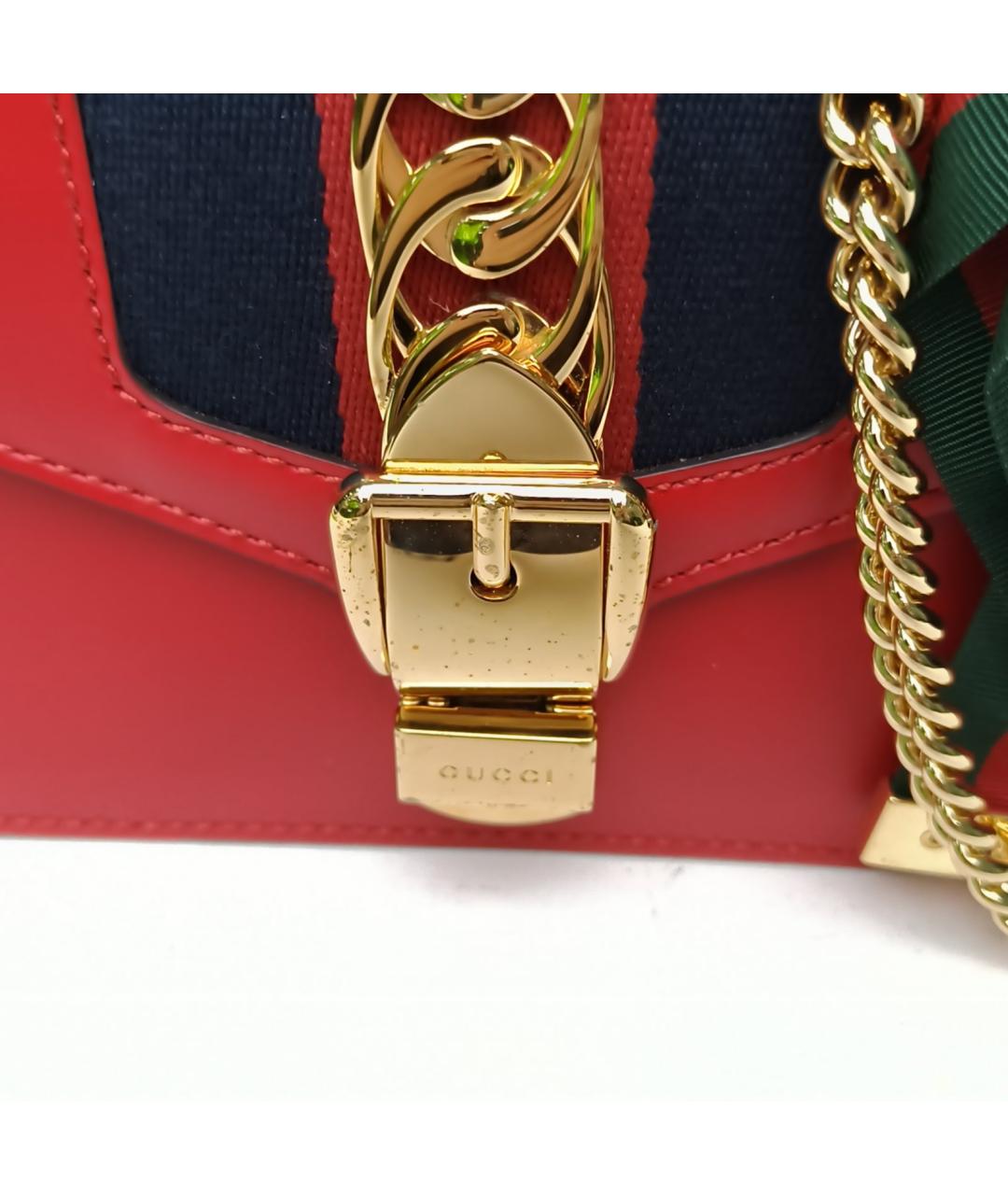 GUCCI Красная кожаная сумка через плечо, фото 6