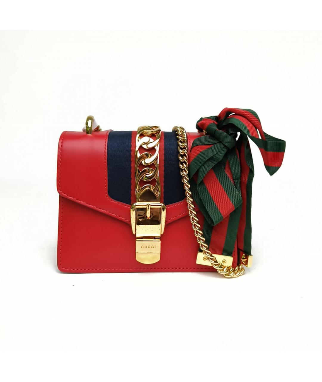 GUCCI Красная кожаная сумка через плечо, фото 7