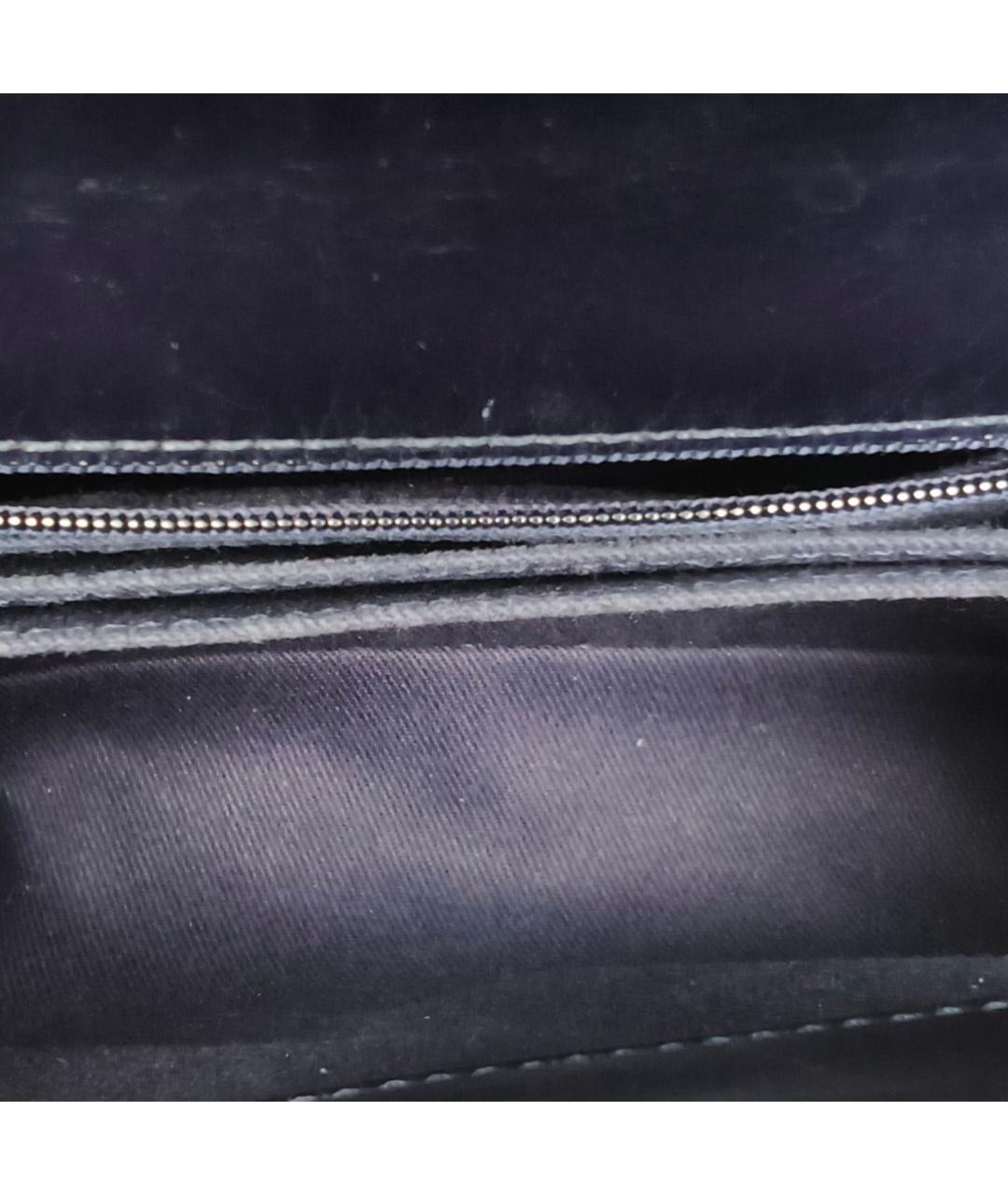 CHANEL Темно-синяя кожаная сумка с короткими ручками, фото 7