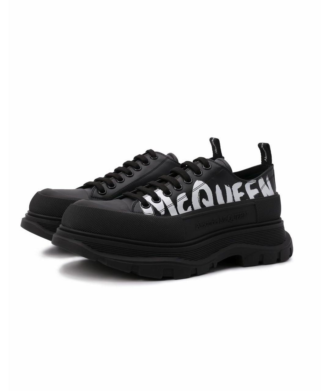 ALEXANDER MCQUEEN Черные кожаные низкие ботинки, фото 8