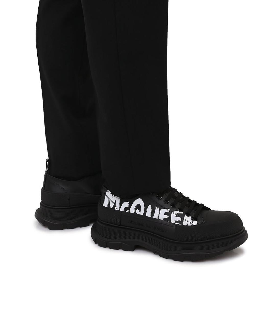 ALEXANDER MCQUEEN Черные кожаные низкие ботинки, фото 3