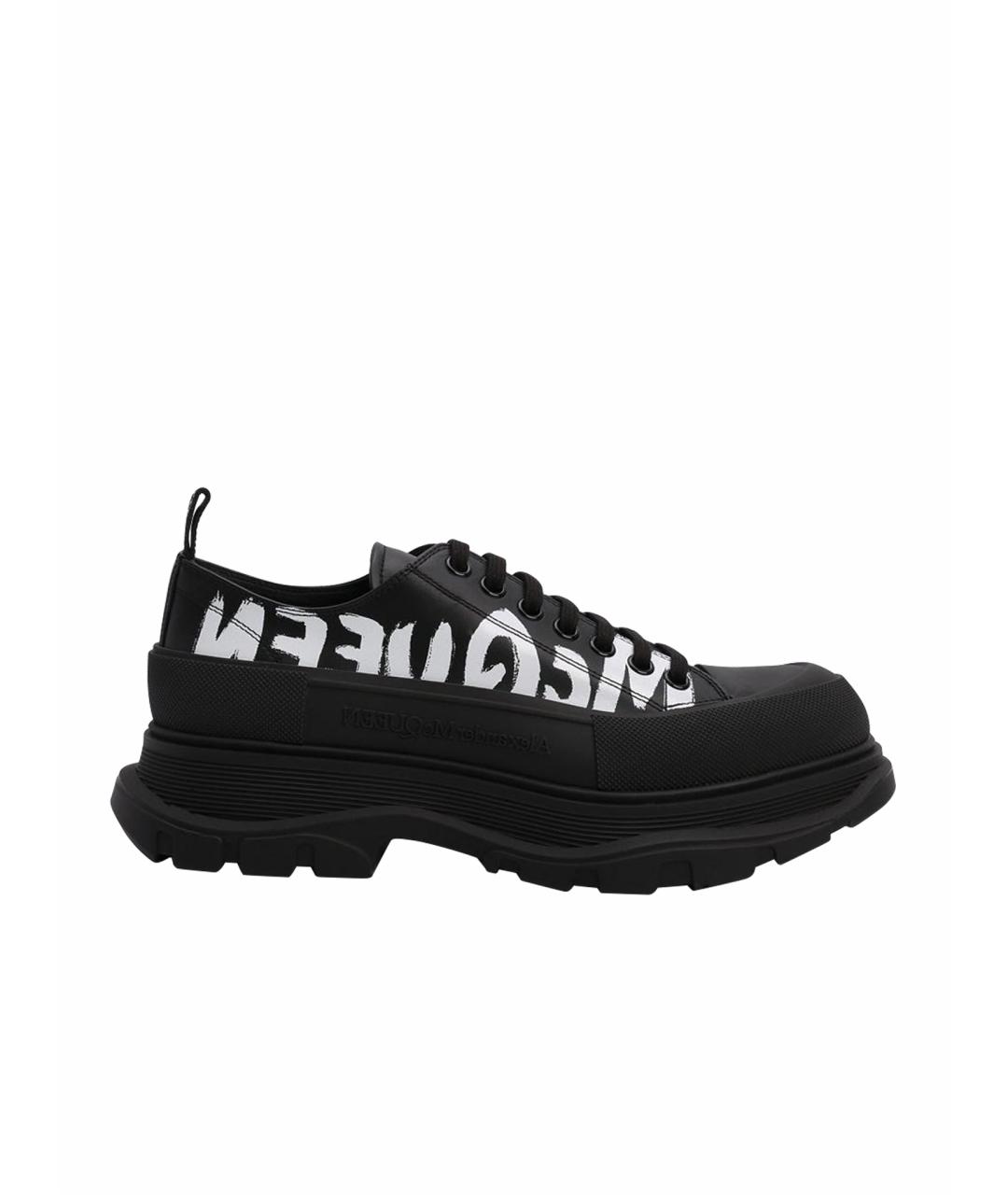 ALEXANDER MCQUEEN Черные кожаные низкие ботинки, фото 1