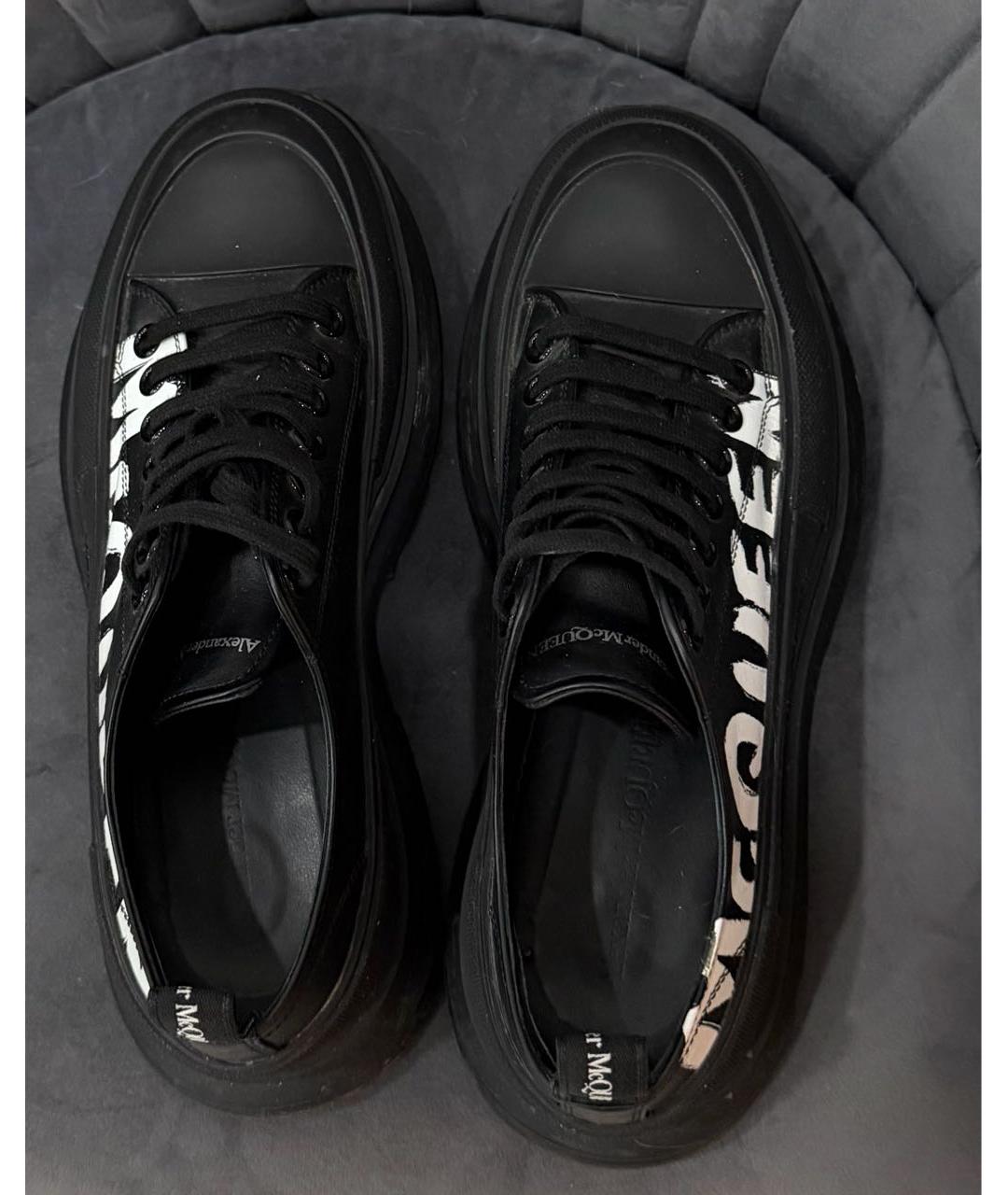 ALEXANDER MCQUEEN Черные кожаные низкие ботинки, фото 6