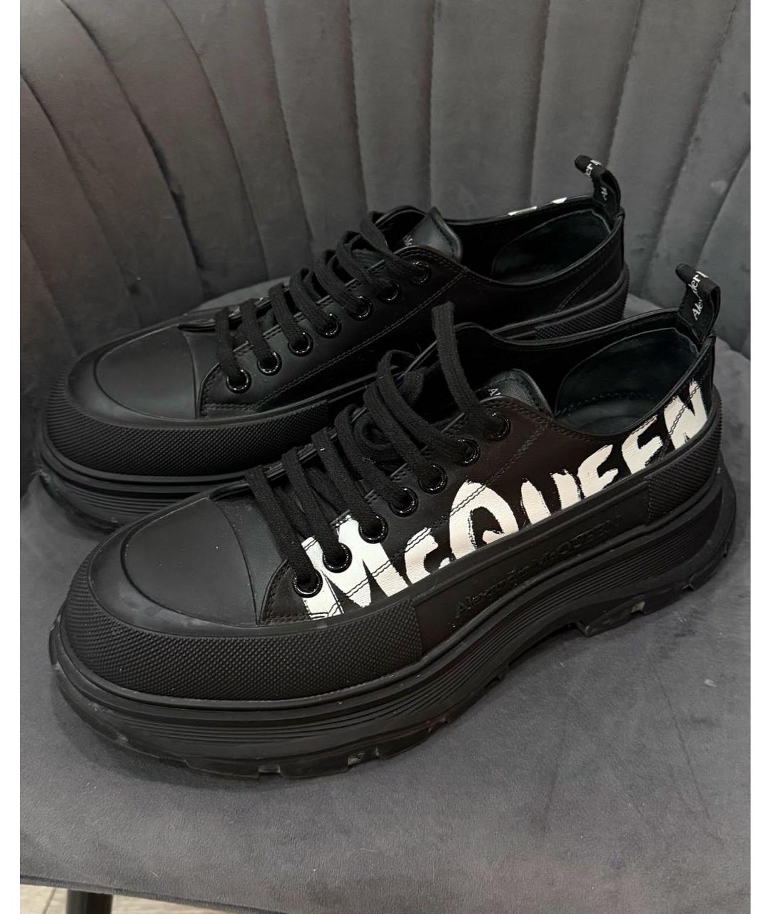 ALEXANDER MCQUEEN Черные кожаные низкие ботинки, фото 5