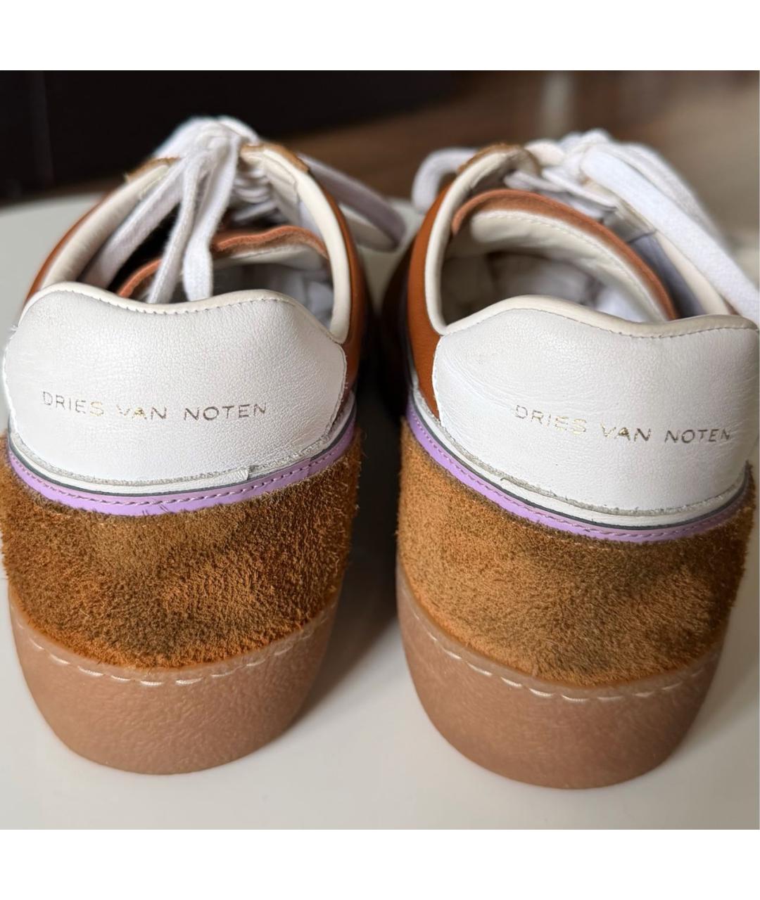 DRIES VAN NOTEN Коричневые кожаные кеды, фото 4