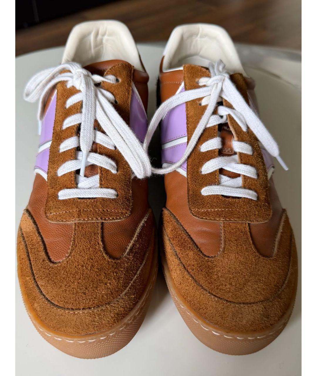 DRIES VAN NOTEN Коричневые кожаные кеды, фото 2