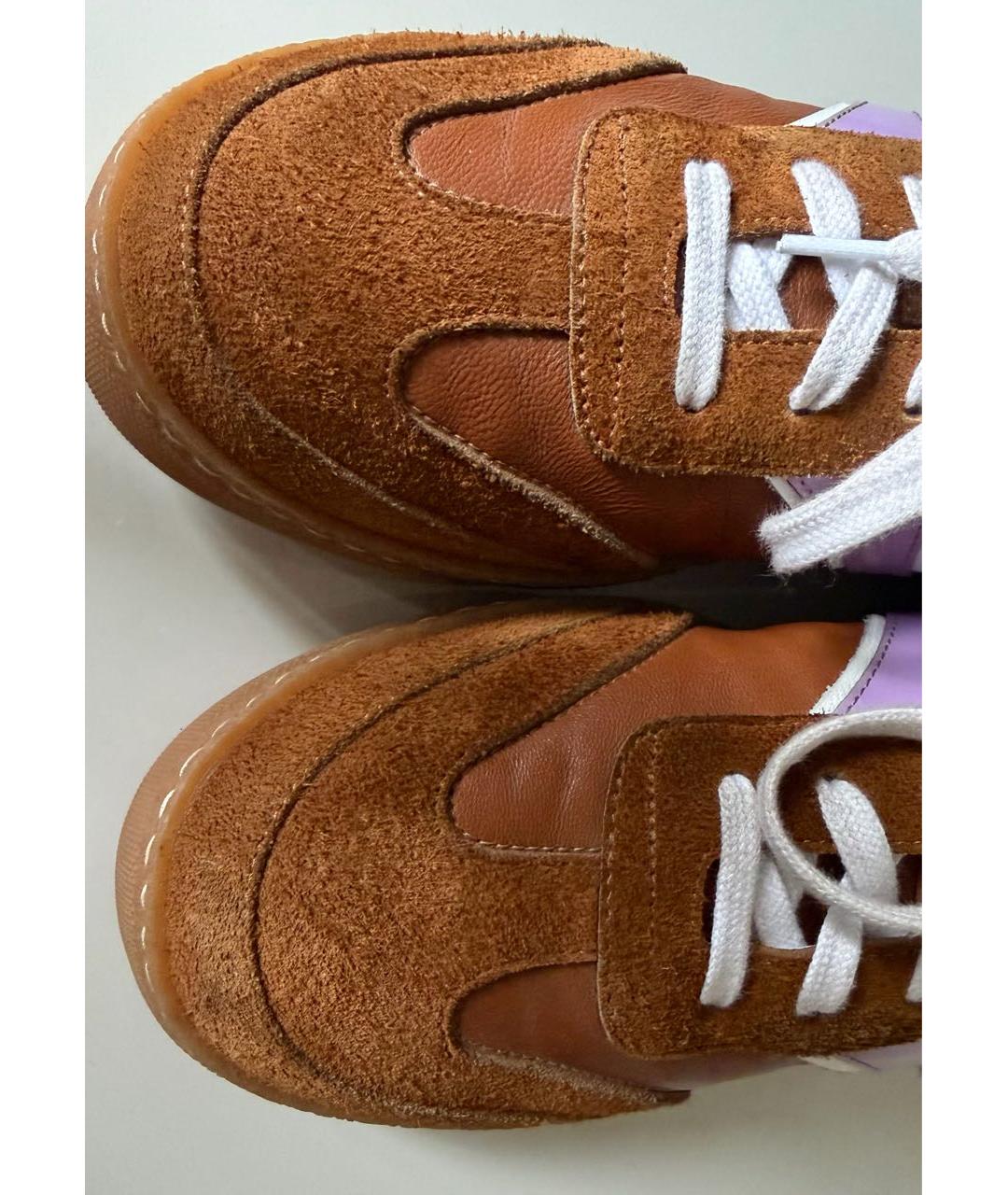 DRIES VAN NOTEN Коричневые кожаные кеды, фото 6