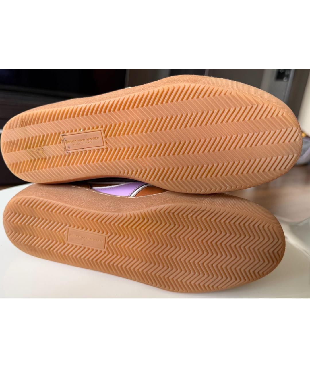 DRIES VAN NOTEN Коричневые кожаные кеды, фото 5