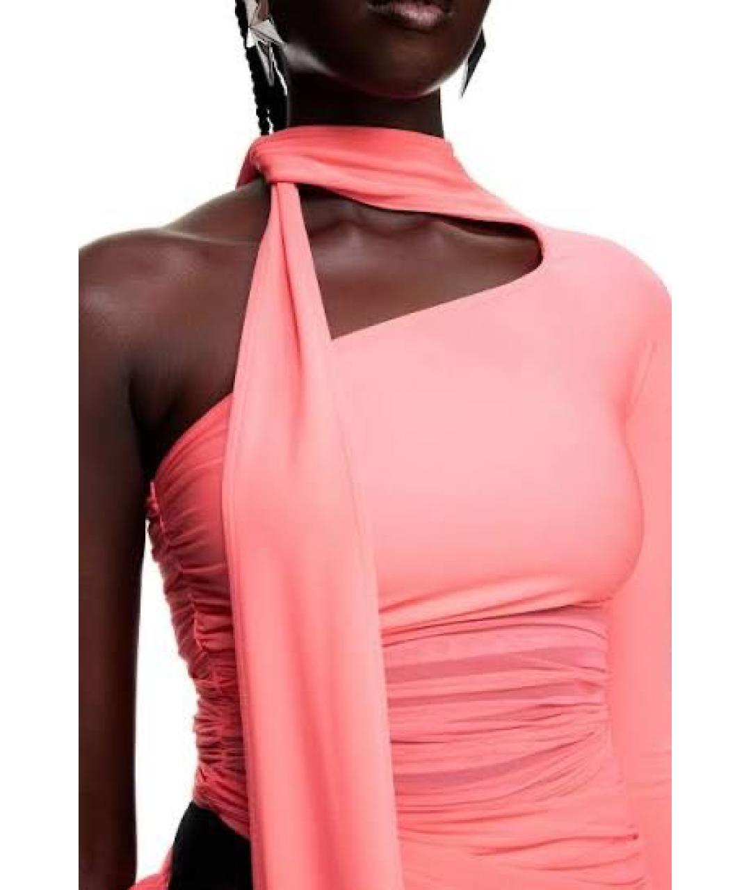 MUGLER Розовое полиэстеровое вечернее платье, фото 3