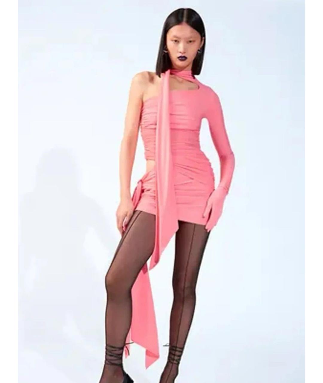 MUGLER Розовое полиэстеровое вечернее платье, фото 2