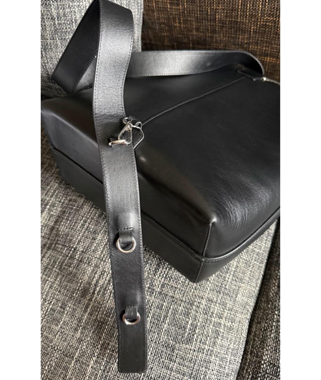 YUZEFI Черная кожаная сумка через плечо, фото 5