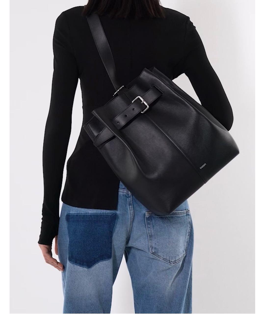YUZEFI Черная кожаная сумка через плечо, фото 7