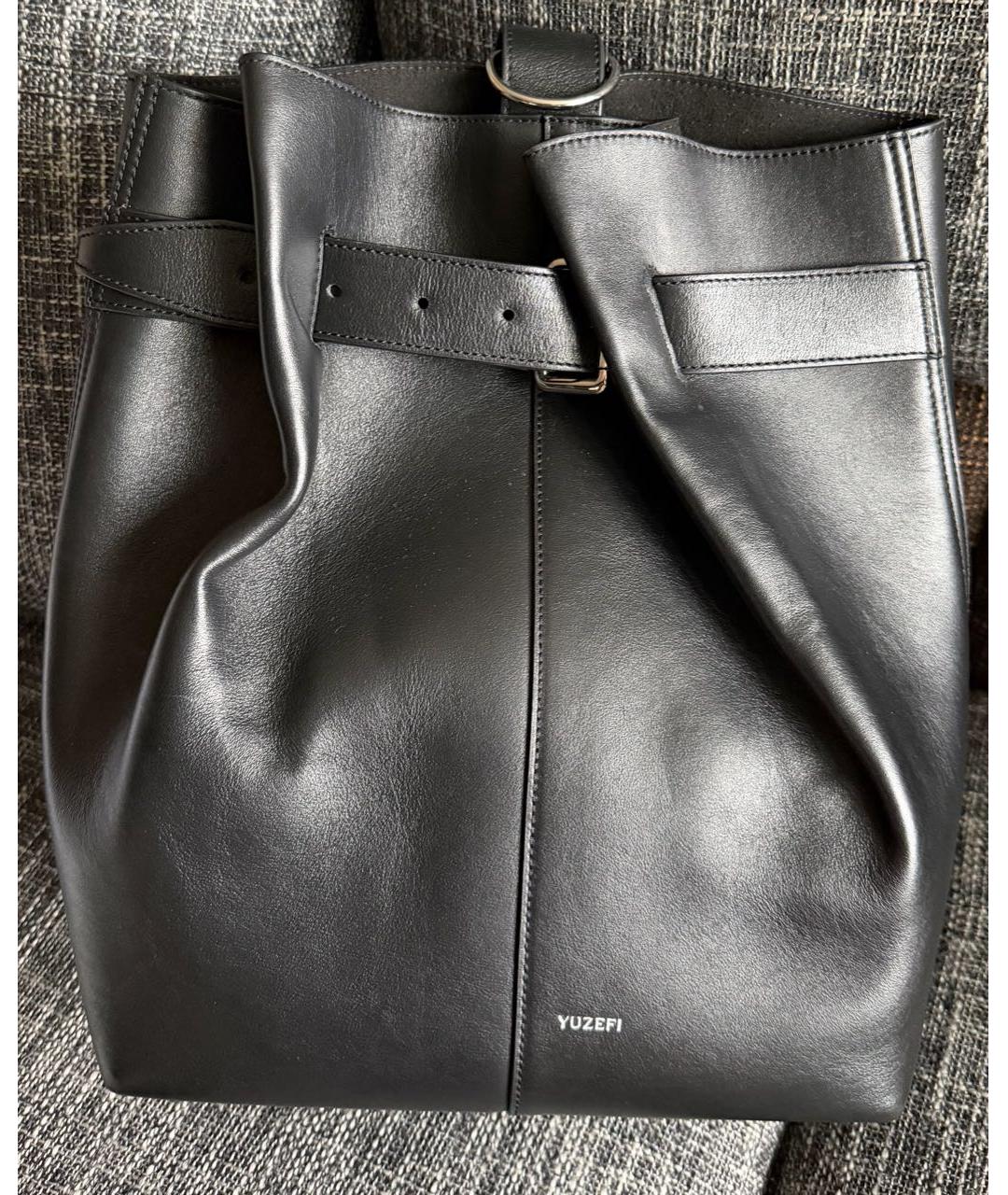 YUZEFI Черная кожаная сумка через плечо, фото 6