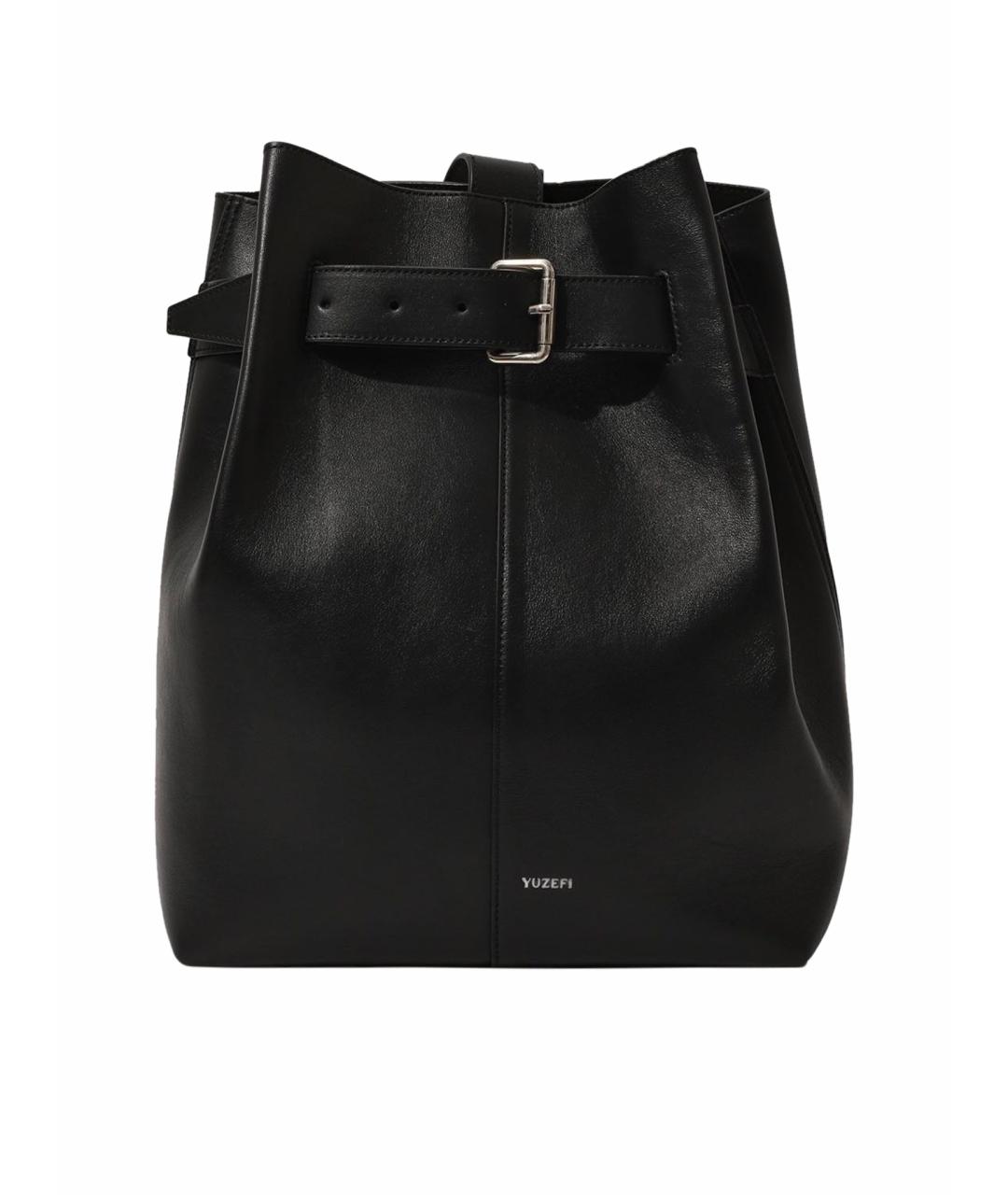 YUZEFI Черная кожаная сумка через плечо, фото 1