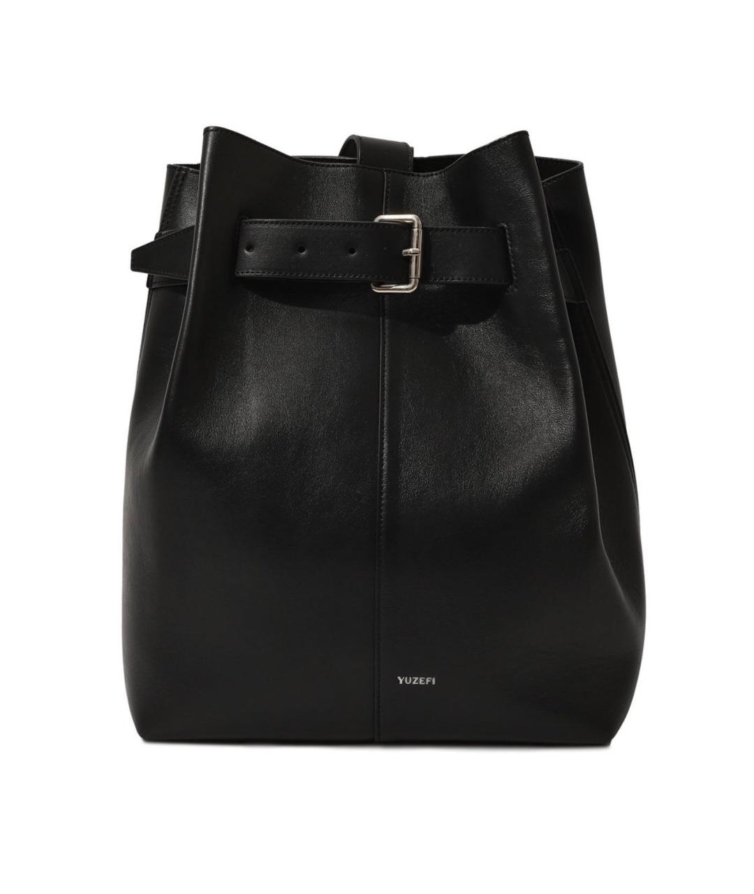 YUZEFI Черная кожаная сумка через плечо, фото 9