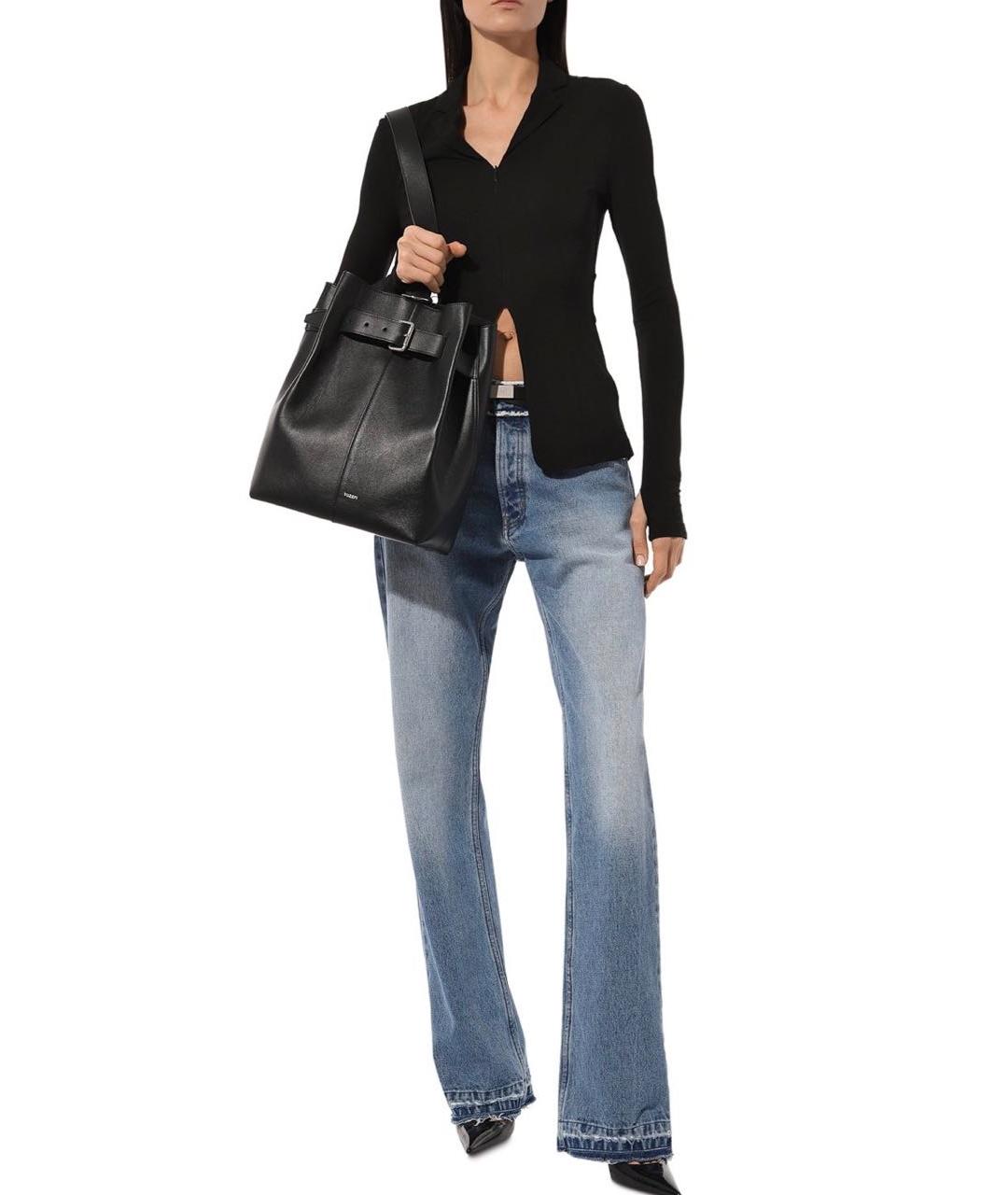 YUZEFI Черная кожаная сумка через плечо, фото 8