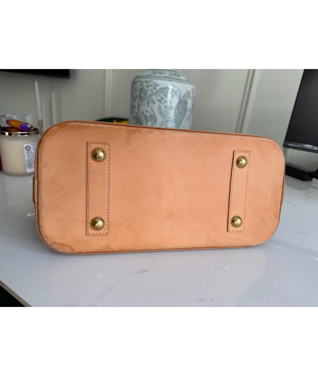 LOUIS VUITTON Коричневая кожаная сумка с короткими ручками, фото 5