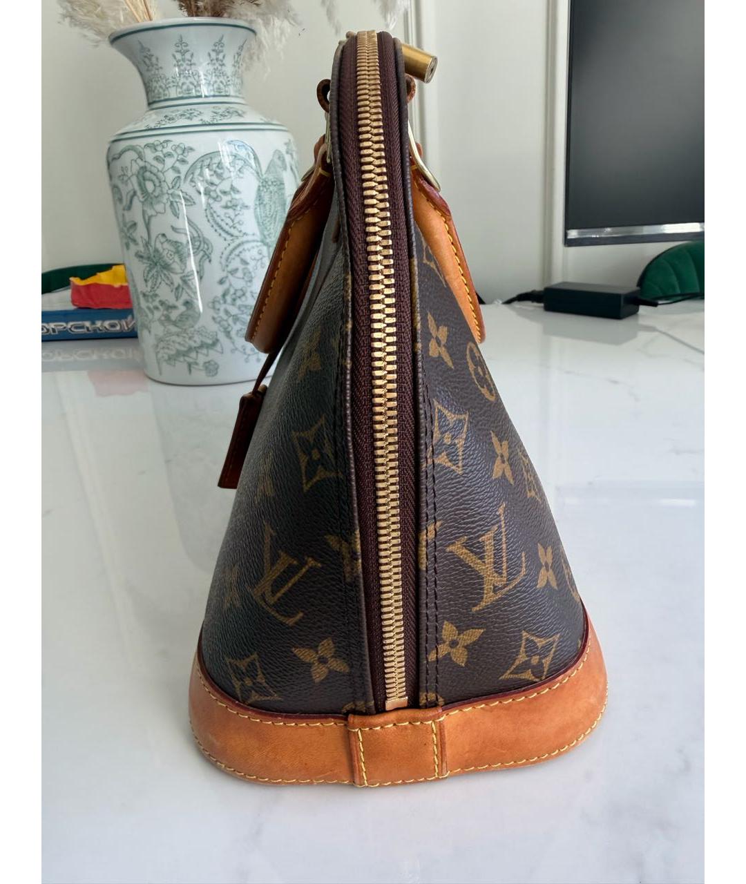 LOUIS VUITTON Коричневая кожаная сумка с короткими ручками, фото 3