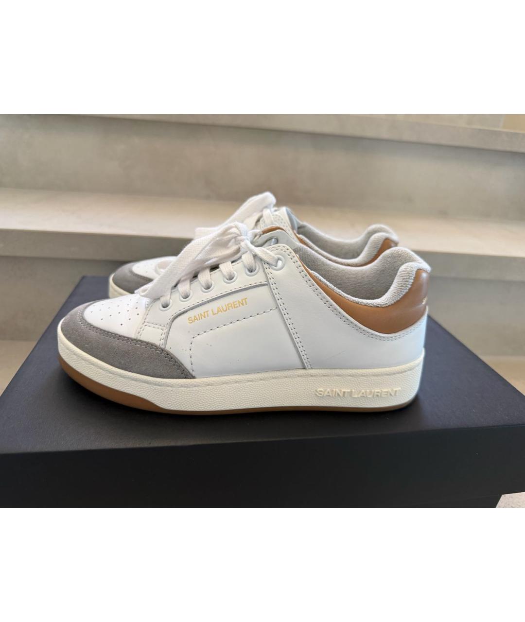 SAINT LAURENT Белые кожаные кроссовки, фото 6