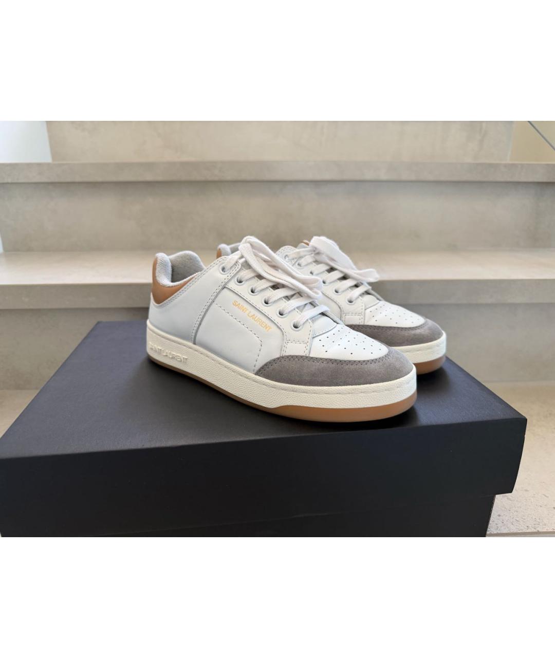 SAINT LAURENT Белые кожаные кроссовки, фото 3