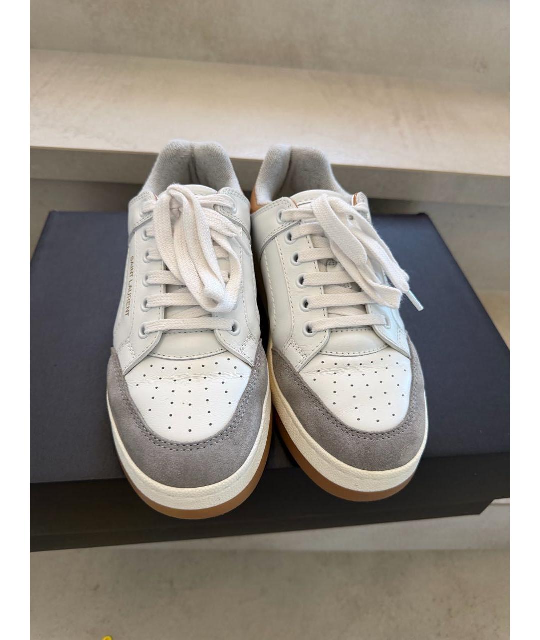 SAINT LAURENT Белые кожаные кроссовки, фото 2