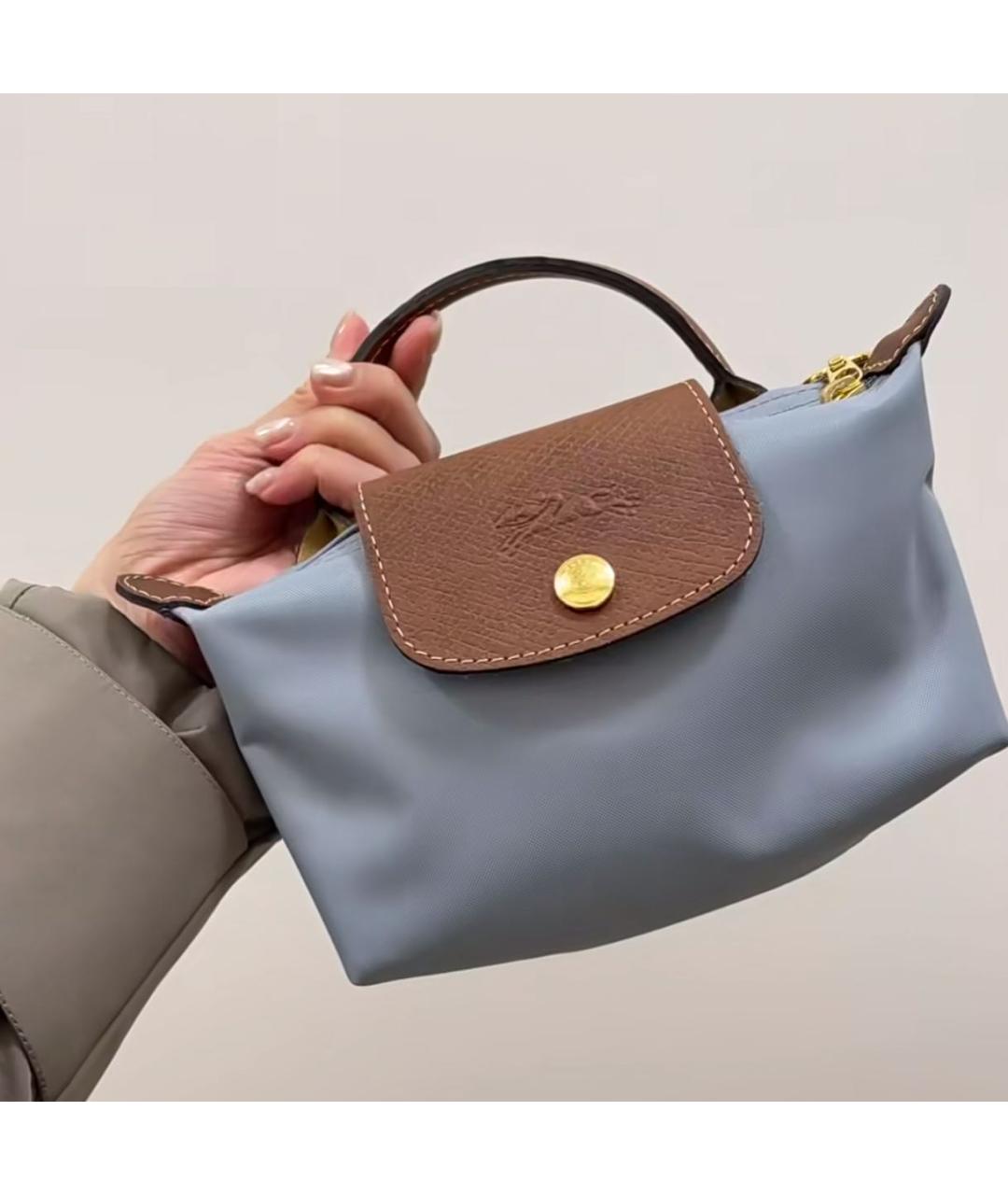 LONGCHAMP Голубая сумка с короткими ручками, фото 2