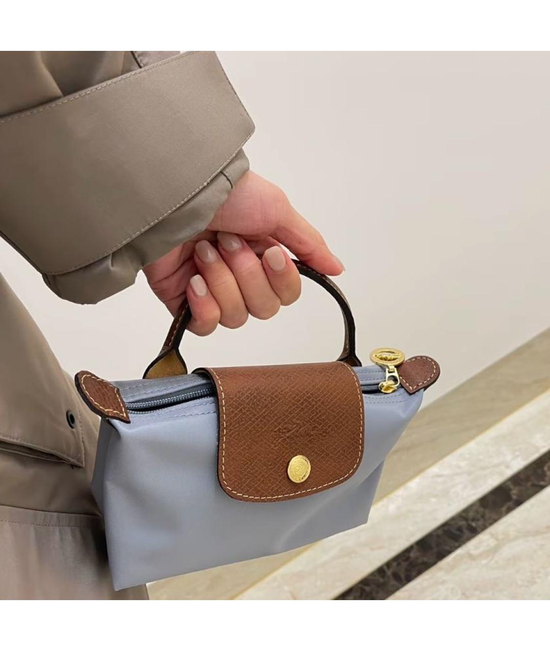 LONGCHAMP Голубая сумка с короткими ручками, фото 5