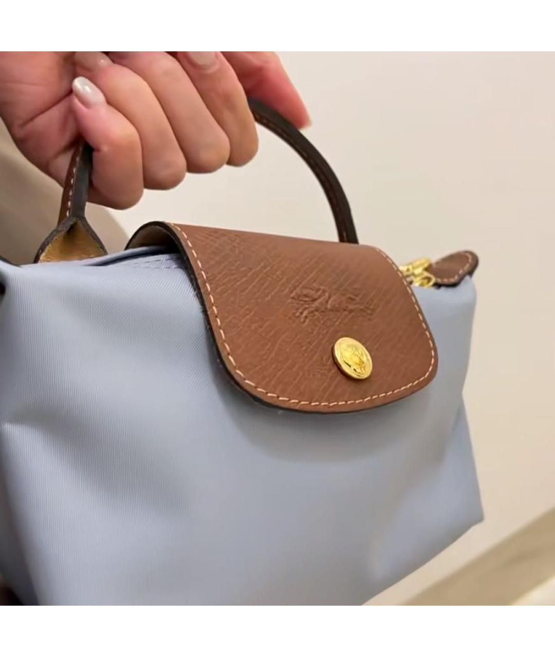 LONGCHAMP Голубая сумка с короткими ручками, фото 4