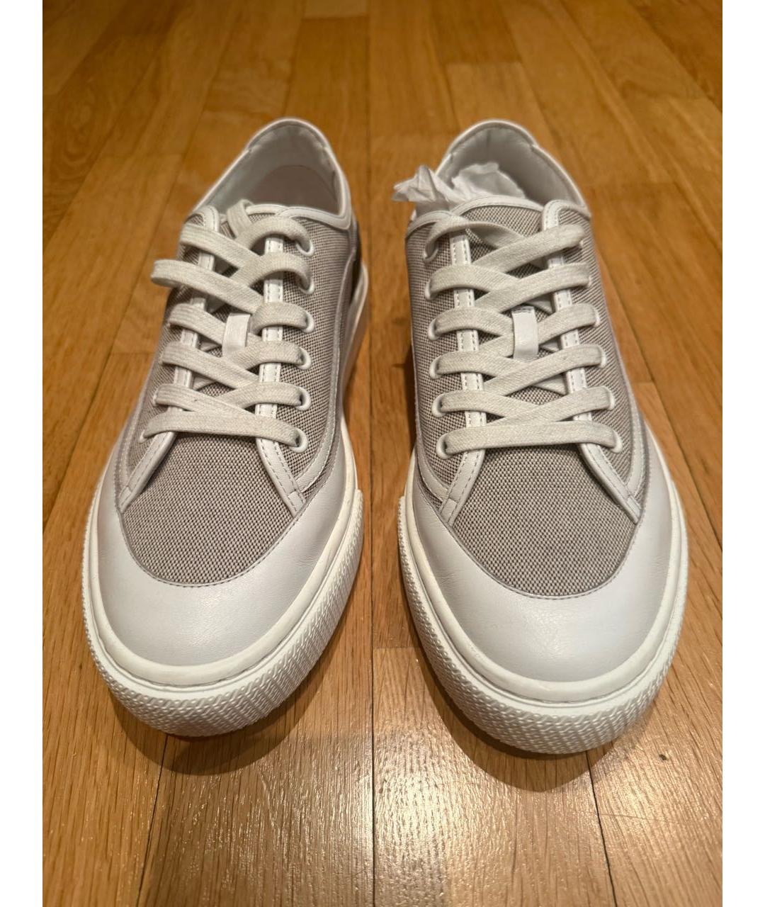 HERMES Бежевые текстильные кеды, фото 2